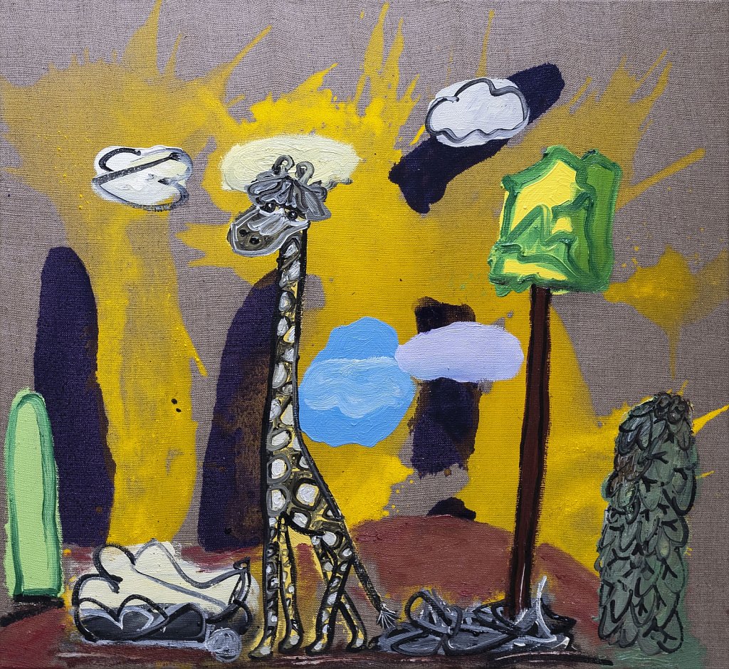 Giraffe and Landscape on a Pole