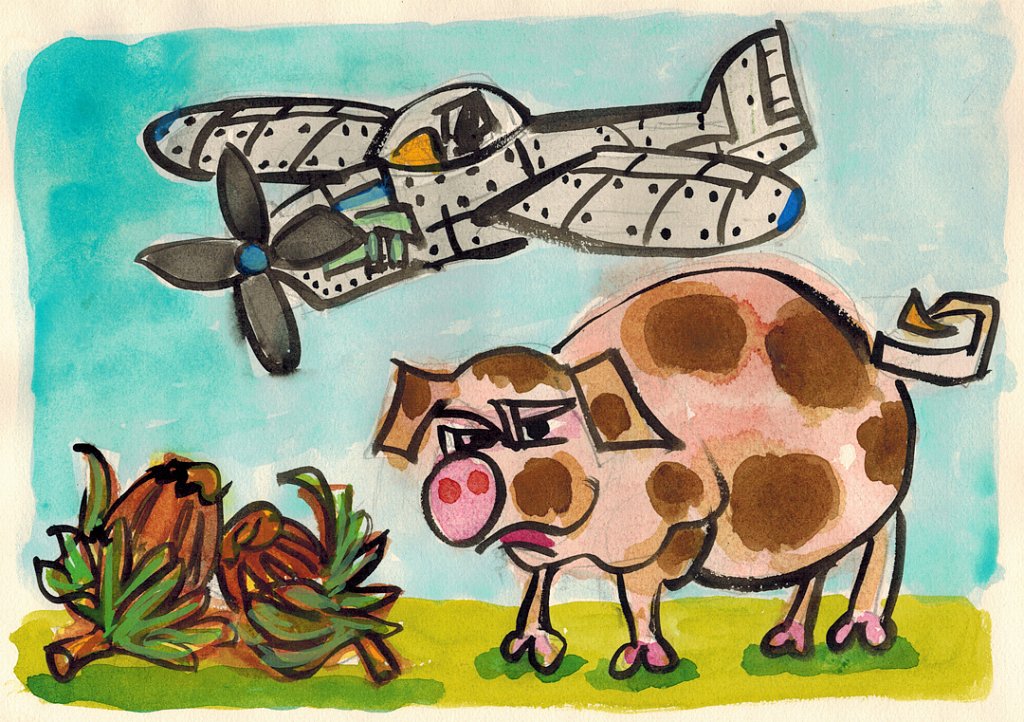 Pig and Light Aircraft in Kent